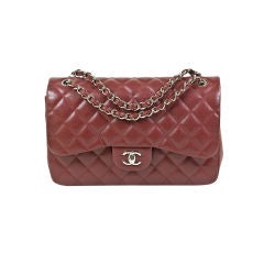 CHANEL 11A Rouge (Red) Caviar Leather Jumbo Double Flap Handbag