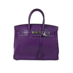 Hermes Iris (Purple) Swift Birkin Handbag 35cm Palladium Hardwar