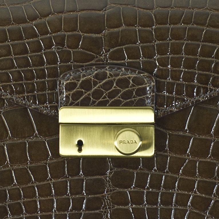 Prada Brown Crocodile Flap Shoulder Bag/Clutch GHW 2