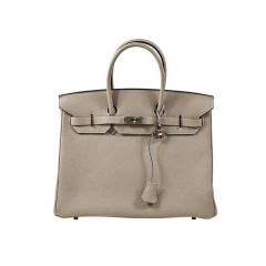 Hermes Dove Grey Togo Birkin Handbag 35cm PHW Palladium