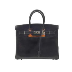Hermes Black Box Birkin Handbag 35cm PHW Palladium Hardware