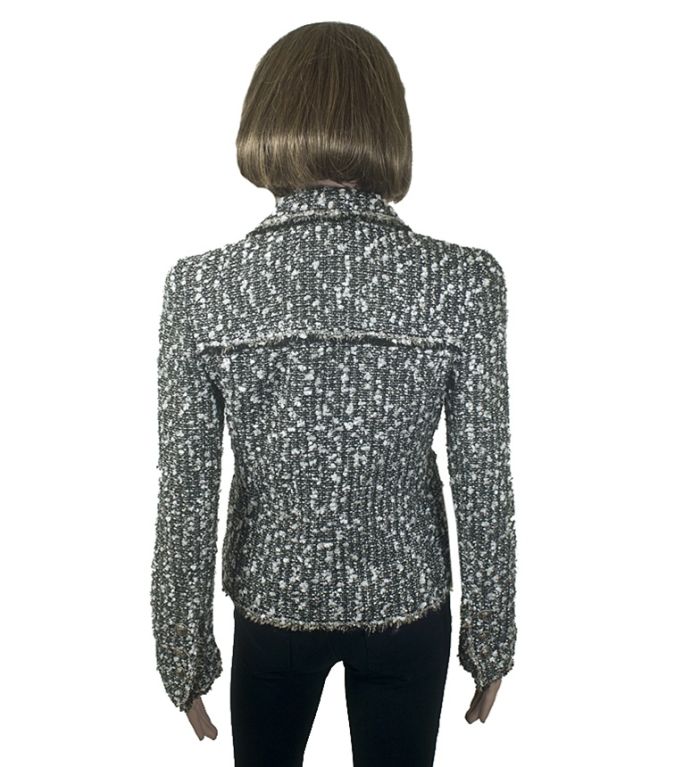 CHANEL 04A Black and White Fantasy Tweed Jacket FR 40 US 8 For Sale 1