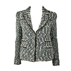 CHANEL 04A Black and White Fantasy Tweed Jacket FR 40 US 8