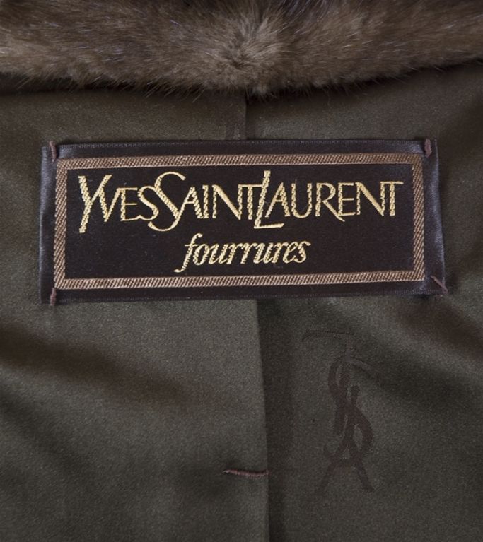 Yves Saint Laurent Brown Mink Fur Coat For Sale 2