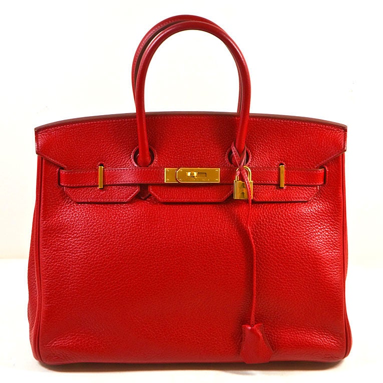 Hermes Rouge Vif (Red) Togo Birkin Handbag 35cm GHW