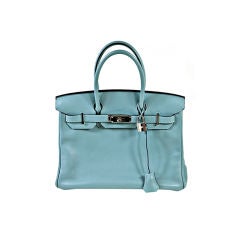 Hermes Ciel (Pale Blue) Swift Birkin 30cm PHW Palladium Hardware