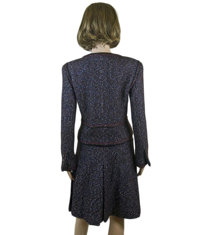 CHANEL 02A Burgundy Boucle Fantasy Tweed Skirt Suit FR 42 US 10 1