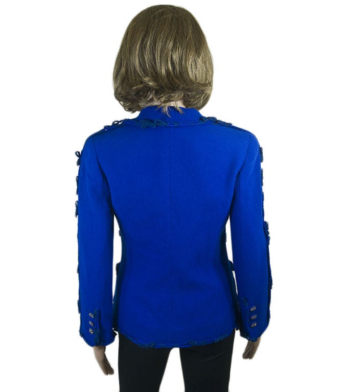 CHANEL 07A Blue Jacket with Bow Detailing FR 34 US 2 For Sale 2