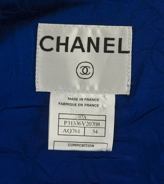CHANEL 07A Blue Jacket with Bow Detailing FR 34 US 2 For Sale 3