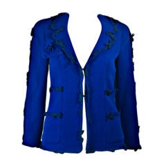 CHANEL 07A Blue Jacket with Bow Detailing FR 34 US 2