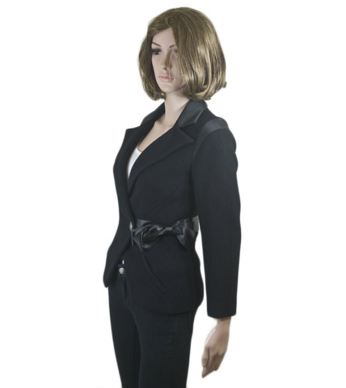 Women's CHANEL 08A Black Silk Ribbon Jacket FR 34 US 2 For Sale