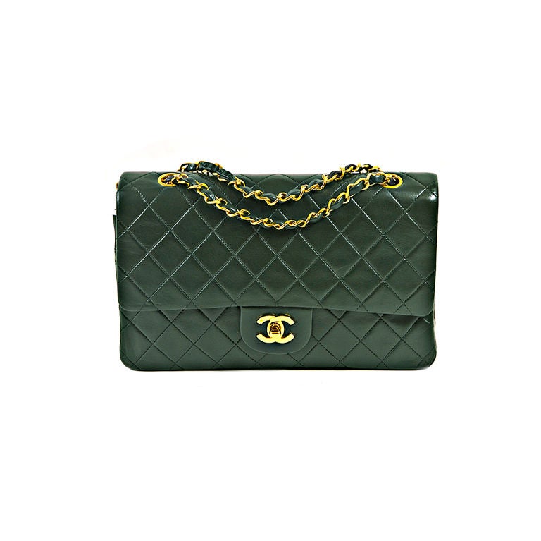 CHANEL Vintage Forest (Green) Lambskin Classic 2.55 Double Flap at
