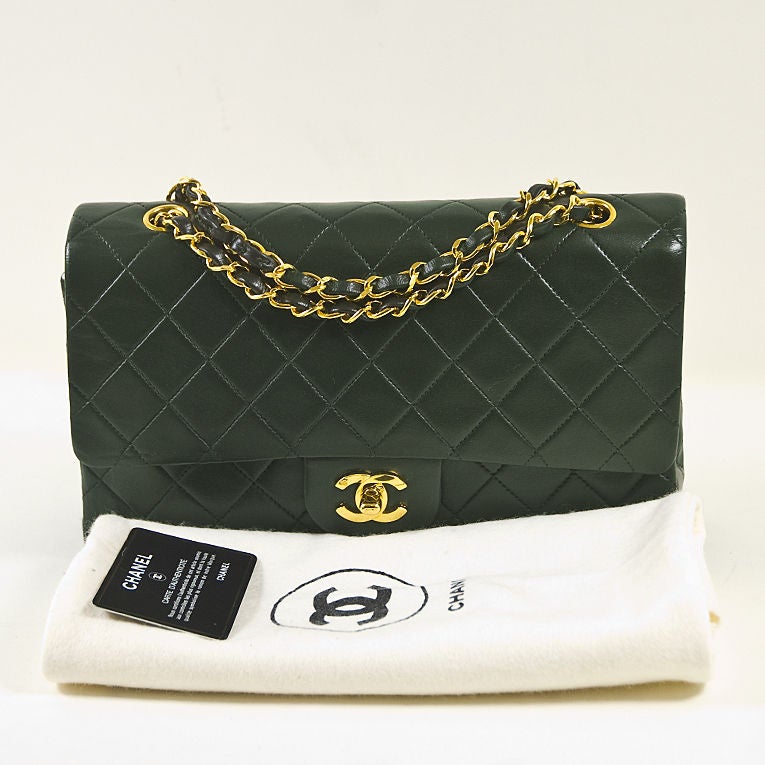CHANEL Vintage Forest (Green) Lambskin Classic  2.55 Double Flap 4