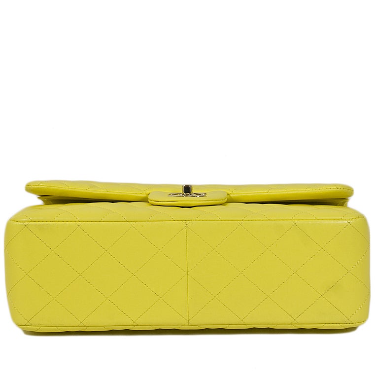 Chanel Yellow 2.55 Jumbo Classic Lambskin Double Flap Bag 1