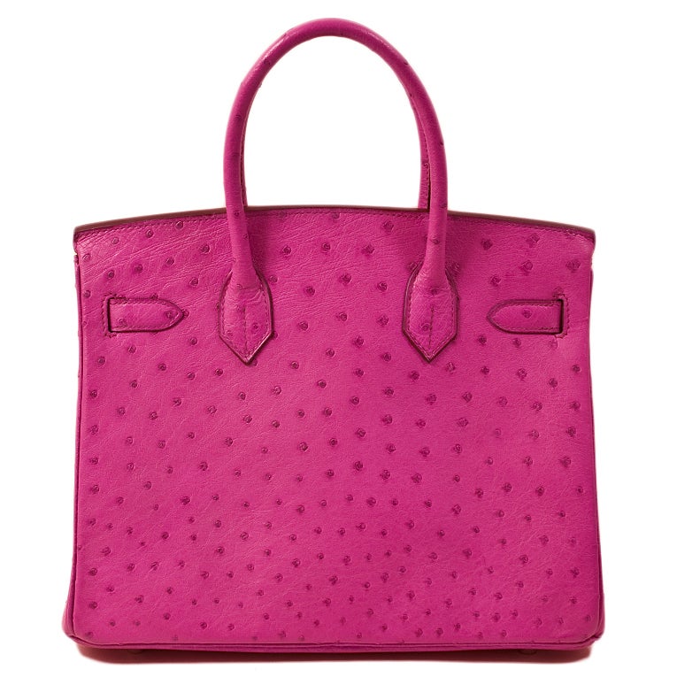 Hermes Handbag Fuchsia (Pink) Birkin Ostrich 30cm PHW 1