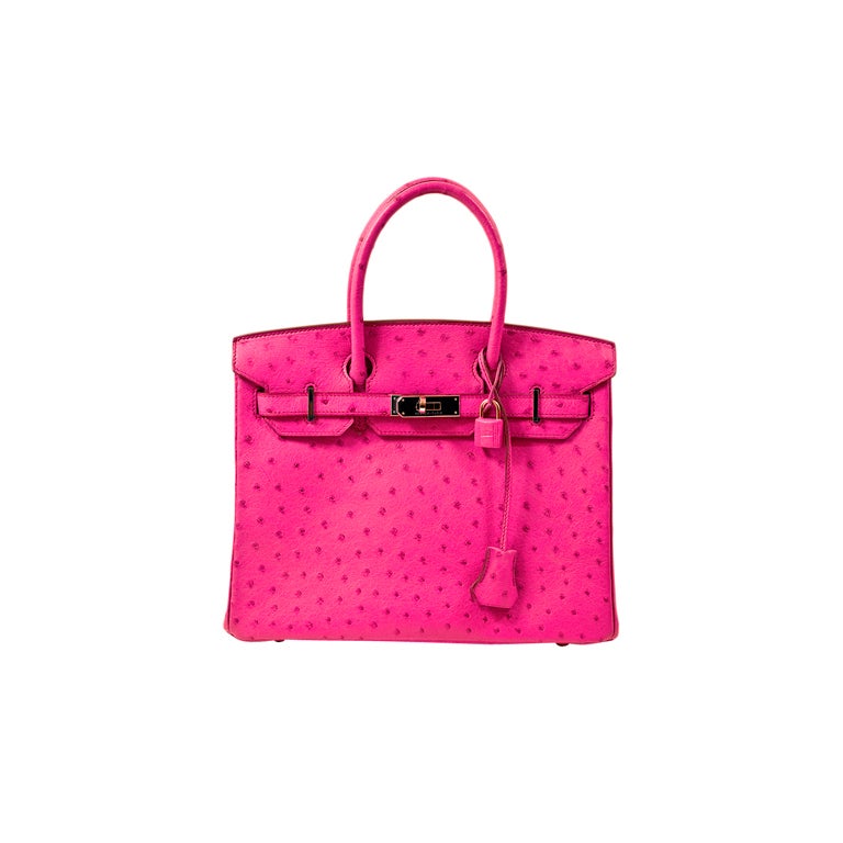 Hermes Handbag Fuchsia (Pink) Birkin Ostrich 30cm PHW at 1stdibs