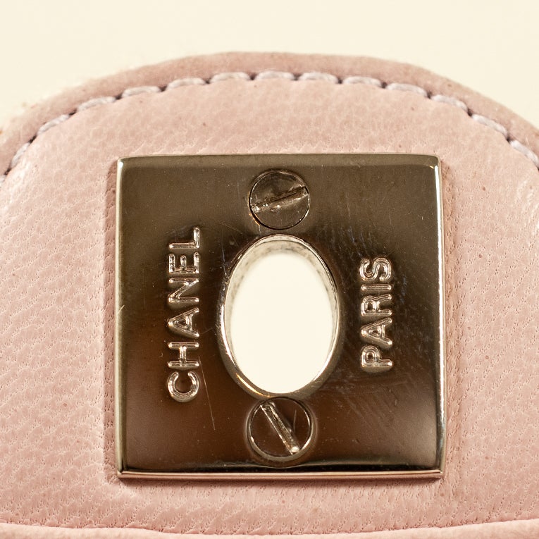 Chanel Handbag Pink Peach Tweed Boucle Classic Mini Flap Bag 4