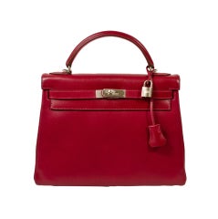 Hermes Handbag  Bicolor Rubis / Rose Tyrien Kelly 32cm