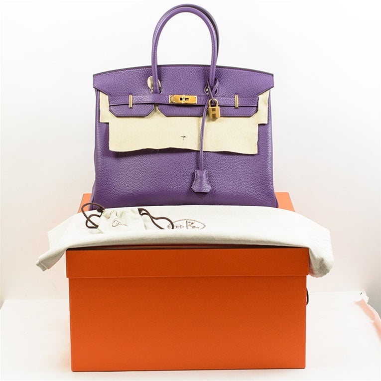 Hermes Ultraviolet Birkin Handbag Togo 35cm GHW Never Carried For Sale 4
