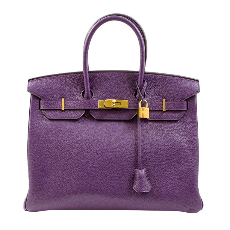 Hermes Ultraviolet Birkin Handbag Togo 35cm GHW Never Carried For Sale