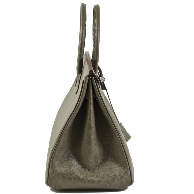 Hermes Candy Bicolor Etain Birkin Handbag Epsom 35cm PHW Never C