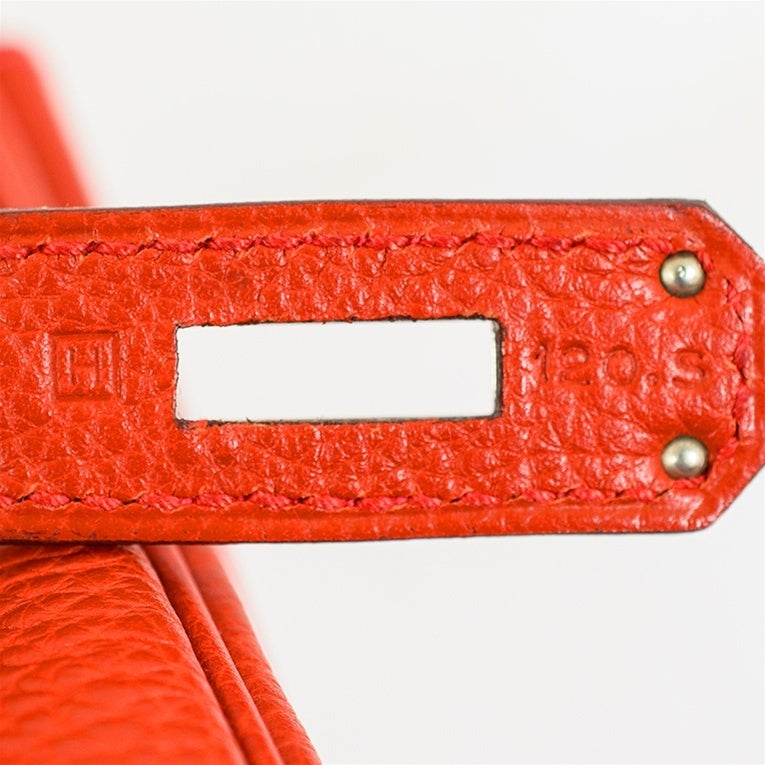 Hermes Vermillion Kelly Handbag Togo 35cm PHW Mint For Sale 2