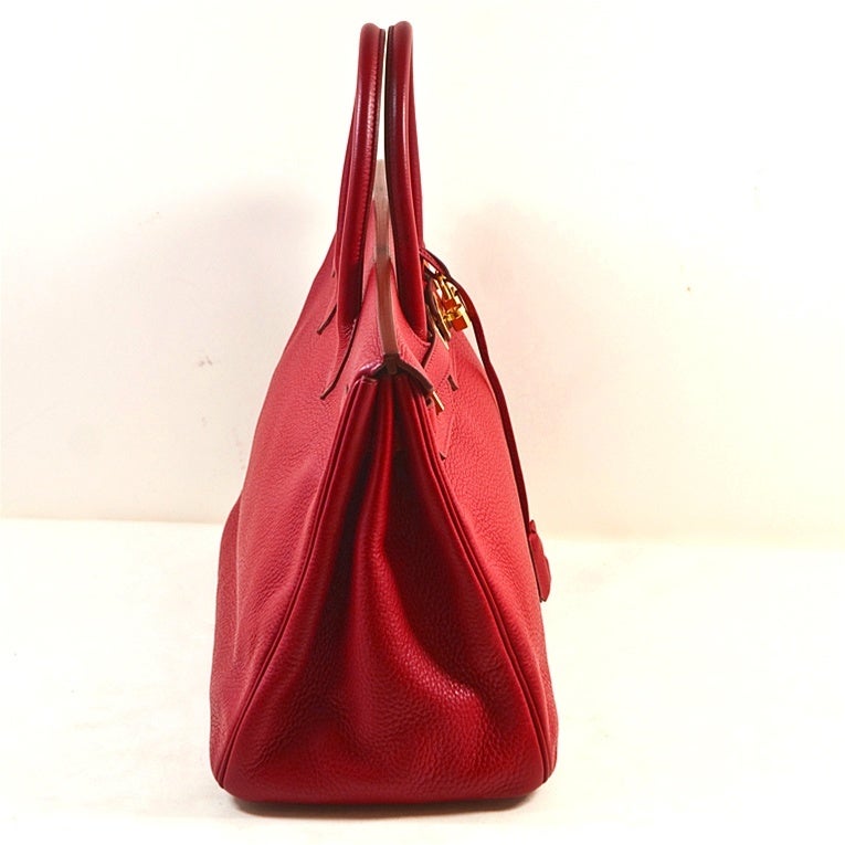 Hermes Rouge Vif (Red) Togo Birkin Handbag