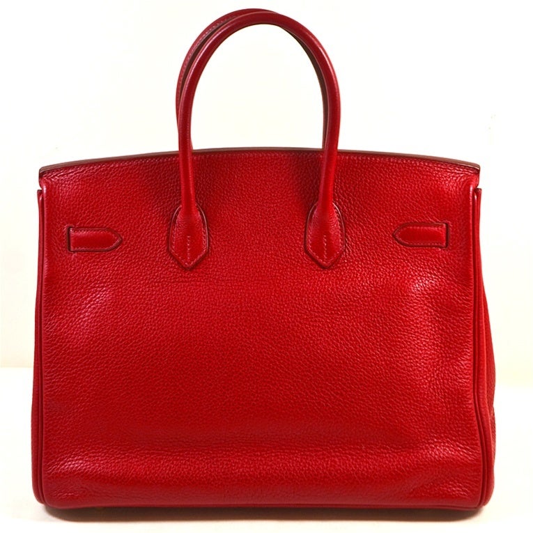 Hermes Rouge Vif (Red) Togo Birkin Handbag For Sale 1