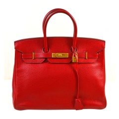 Hermes Rouge Vif (Red) Togo Birkin Handbag