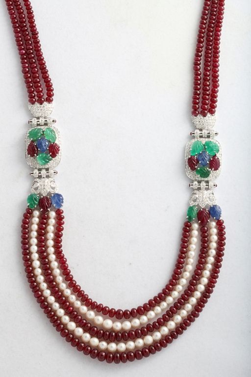 Fruit Salad Precious Bead Diamond  Necklace