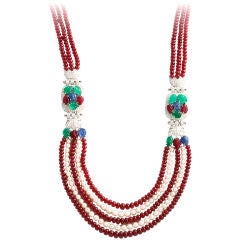 Fruit Salad Precious Bead Diamond  Necklace