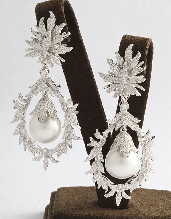 Diamond South Sea Pearl Detachable Earrings