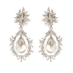 Diamond South Sea Pearl Detachable Earrings