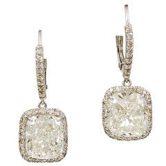 Cushion Diamond Earrings with Micropave Diamonds Platinum