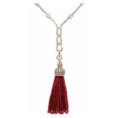 Ruby Diamond Tassel Necklace with Removable Ruby Tassel