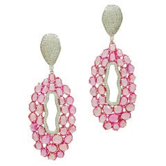 Brilliant Pink Sapphire and Diamond Earrings