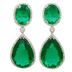 Vibrant Green Quartz and Diamond Earrings