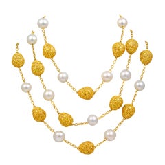 Beautiful and Versatile Yellow Sapphire and Pearl Necklace