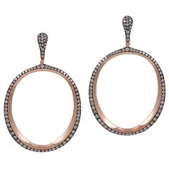 Chocolate Diamond Hoop  Earrings