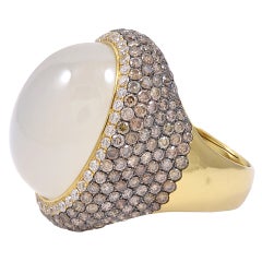 Moonstone White and Chocolate Diamond Ring