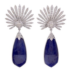 Diamond Sunburst and Tanzanite Earrings