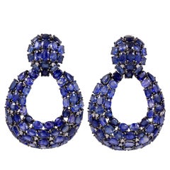 Open Blue Sapphire and Diamond Earrings