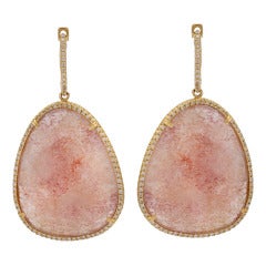 Cherry Quartz Diamond Earrings 5