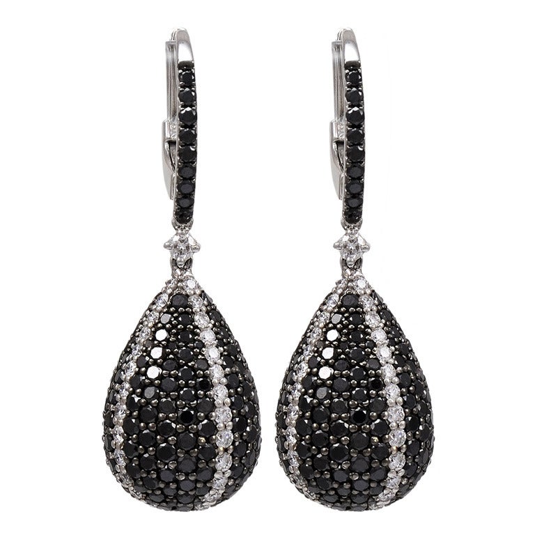 Black and White Diamond Disco Ball Earrings