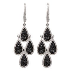 Black And White Diamond Multi Tear Drop Earrings