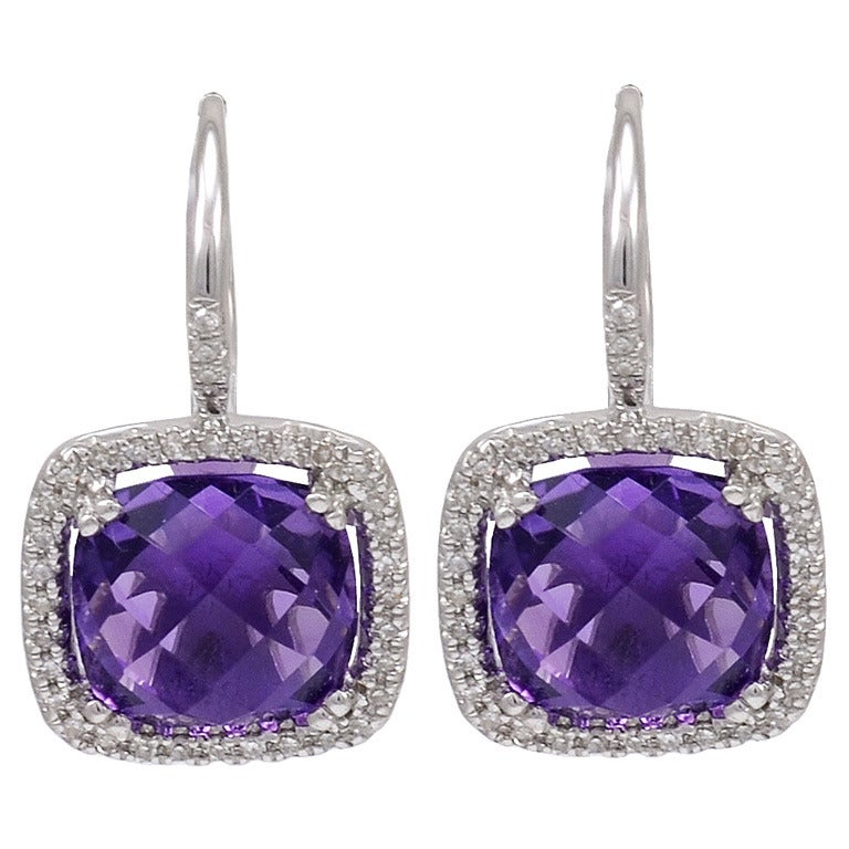 Amethyst and Micro Pave Earrings