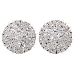 Diamond Button earrings with Micro Pave Surrounding Diamonds 3