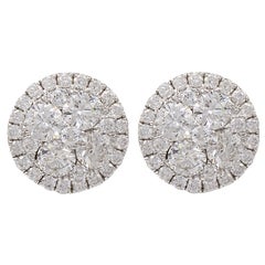 Diamond Button earrings with Micro Pave Surrounding Diamonds