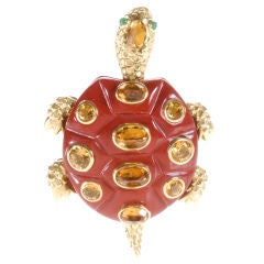 Adorable Seaman Schepps Turtle Brooch