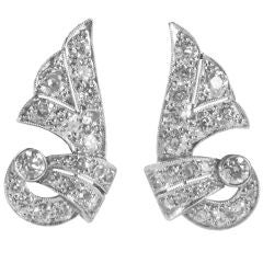 Antique Art Deco Platinum and Diamond Earrings